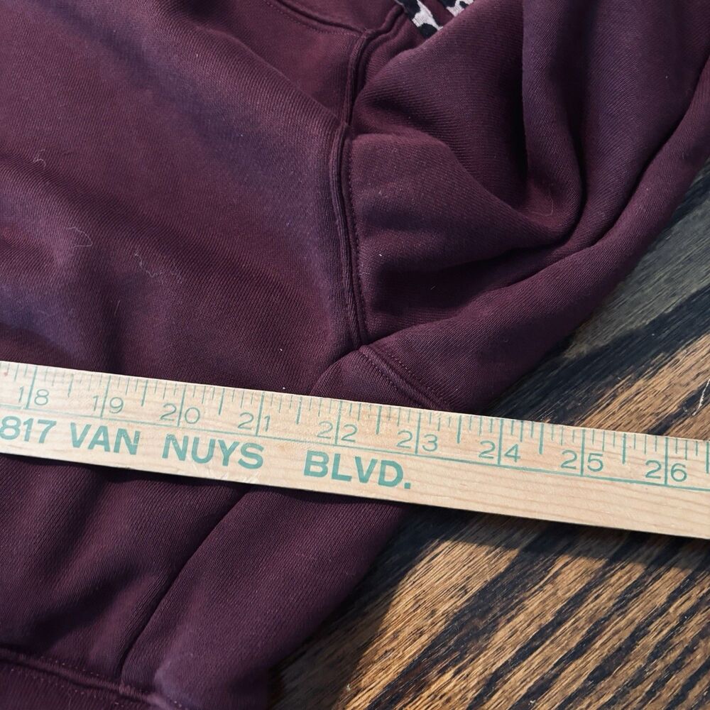 Adidas Adicolor Leopard Logo Cropped Hoodie Sweatshirt Burgundy Women's Size M - Picture 9 of 11